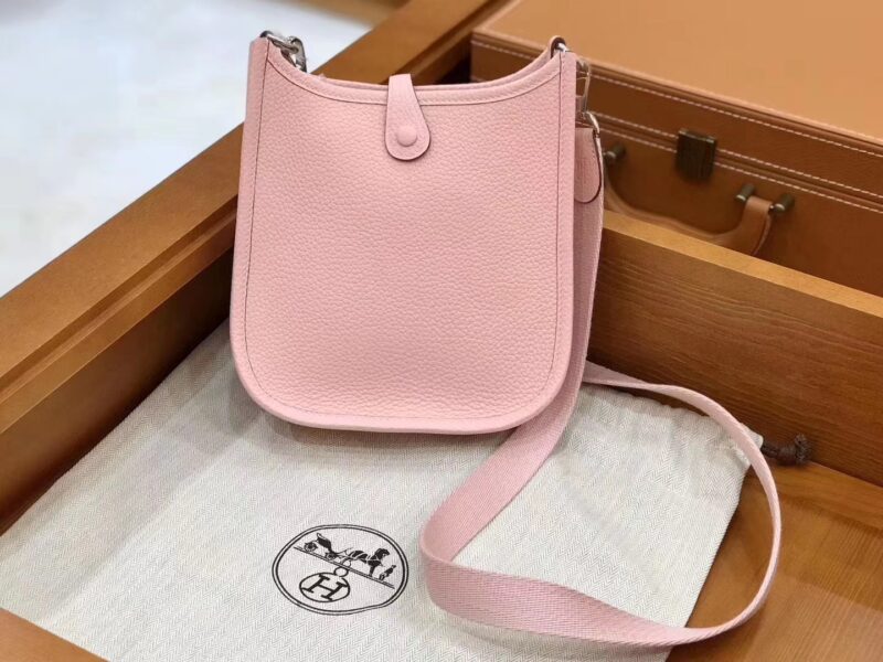 爱马仕 伊芙琳 17cm 奶昔粉 TC大牛皮 银扣 原版蜜蜡线 顶级手工 现货 - Image 3