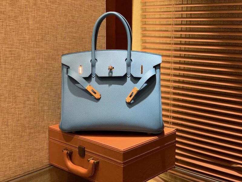 爱马仕 Birkin铂金包 北方蓝 德国小牛皮 进口原料 顶级手工缝制 金扣 30cm