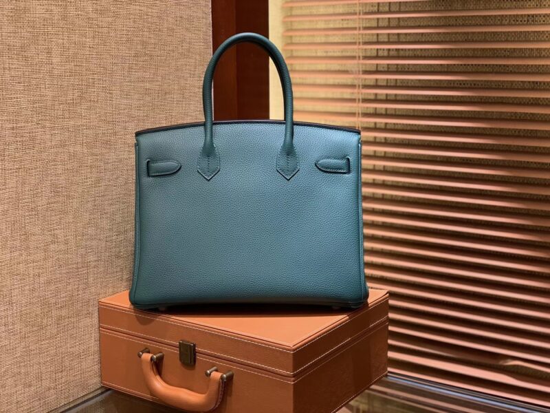 爱马仕 Birkin铂金包 孔雀绿 德国进口小牛皮 顶级品质全手工缝制 金扣 30cm - Image 5