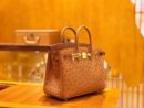 爱马仕 Birkin 25cm 鸵鸟皮 金棕色 全手工缝制 现货