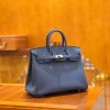 316e0066920a905.jpg 爱马仕 Birkin 25cm 玛瑙蓝 明蓝色 Togo小牛皮 银扣 原版蜜蜡线 顶级手工缝制