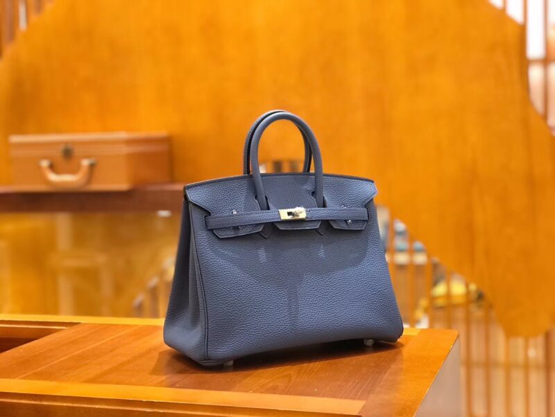 爱马仕 Birkin 25cm 玛瑙蓝 明蓝色 Togo小牛皮 银扣 原版蜜蜡线 顶级手工缝制 - Image 2