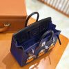 爱马仕 Birkin 20cm 限量版小房子 宝蓝色 Epsom拼鳄鱼皮 顶级全手缝工序
