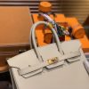 爱马仕 Birkin 25cm ( 铂金包) Togo小牛皮 奶昔白 原版蜜蜡线 全手工缝制