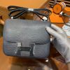 爱马仕 Constance 18cm 锡器灰 仿蜥蜴皮 顶级手缝工艺 银扣