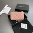 Chanel AP0223零钱包粉色鱼子酱金扣免检版