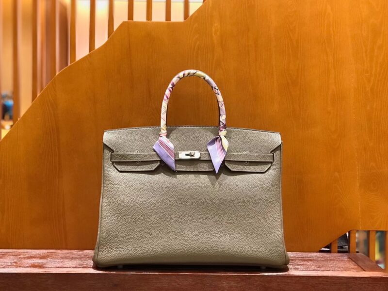 爱马仕 Birkin 铂金包 斑鸠灰 小牛皮 银扣 40cm 男士首选 - Image 4