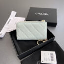 Chanel AP0223零钱包蓝色鱼子酱金扣免检版