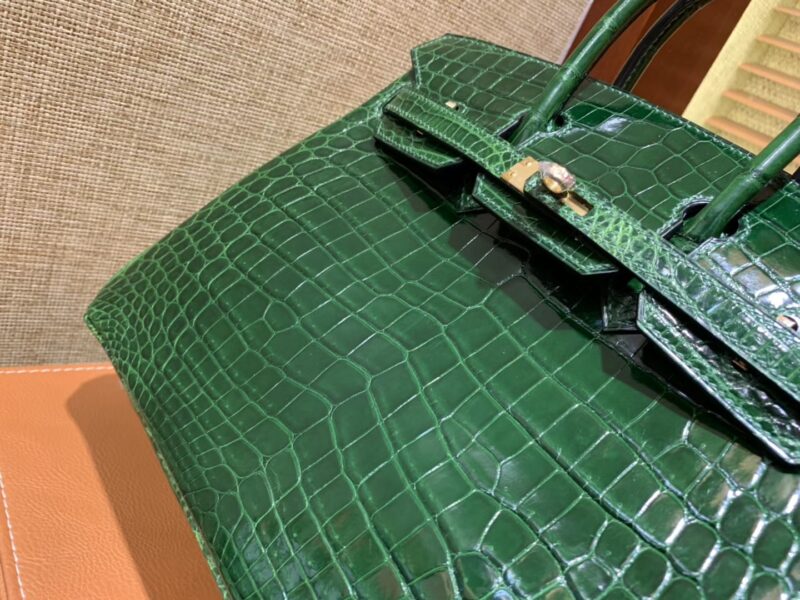爱马仕 Birkin铂金包 祖母绿一级皮 尼罗鳄鱼 进口原料 顶级手缝工艺 25cm - Image 6