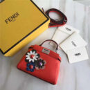 FENDI 芬迪新款 时装秀羊皮MICRO PEEKABOO 太阳花花朵小猫包 红色