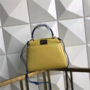 2590 FENDI 芬迪 拼色软羊革 手提包 金属配件 黄色