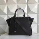 FENDI 柔软小牛皮购物包 彩色毛边 软羊革衬里 黑色