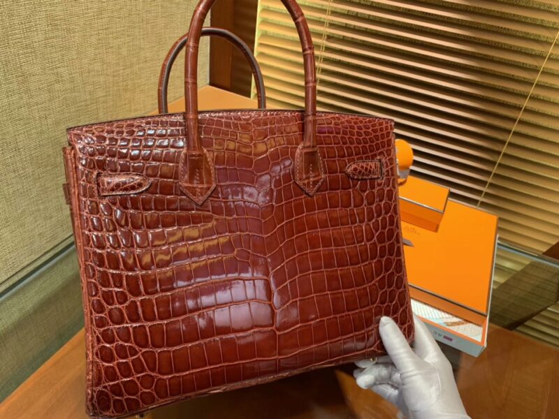 爱马仕 Birkin铂金包 板栗棕 一级皮 尼罗鳄鱼 进口原料 顶级手缝工艺 30cm - Image 3