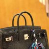 爱马仕 Birkin 25cm 仿蜥蜴皮 经典黑 银扣 全手工缝制 现货