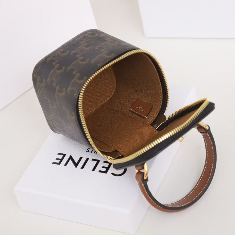 Celine*Triomphe系列手提袋10J762棕印花免检版 - Image 9