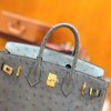 爱马仕 新增现货 Birkin 25cm 玛瑙灰 南非KK级鸵鸟皮 金扣 原版蜜蜡线 顶级手工缝制