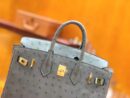 爱马仕 新增现货 Birkin 25cm 玛瑙灰 南非KK级鸵鸟皮 金扣 原版蜜蜡线 顶级手工缝制