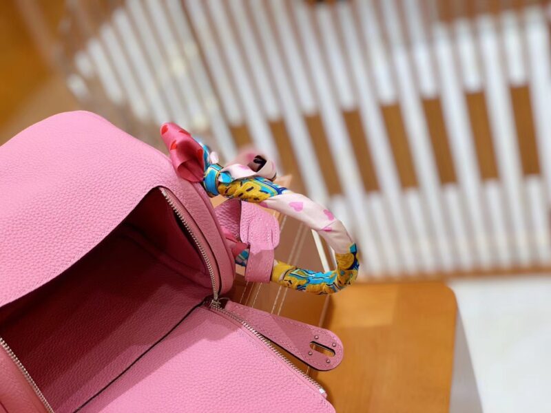 爱马仕 Mini Lindy 18cm 樱花粉银 德国进口togo牛皮 全手工 - Image 3