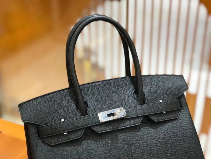 爱马仕 Birkin 30cm 经典黑 Epsom掌纹小牛皮 银扣 原版蜜蜡线 顶级手工缝制 - Image 4