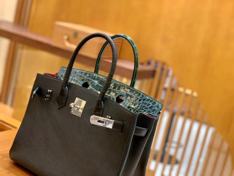 爱马仕 Birkin 30cm 三拼皮三拼色 尼罗鳄鱼皮拼山羊皮 原版蜜蜡线 现货 - Image 8