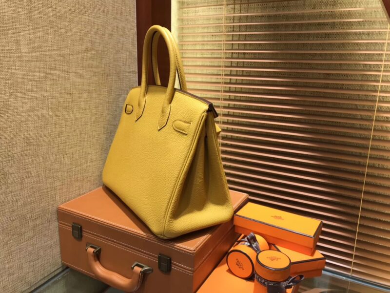 爱马仕 Birkin 30cm ( 铂金包) Togo小牛皮 9D 琥珀黄 原版蜜蜡线 全手工缝制 - Image 8