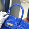 爱马仕  Birkin铂金包 电光蓝 亮面美洲鳄鱼皮 金扣 35cm