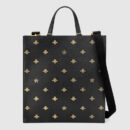 495444 Gucci 金属质感 蜜蜂和星星图案 皮革购物袋 黑色