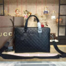 311001 Gucci标志真皮 热压纹 双隔层拉链 手提肩背公文包 黑色