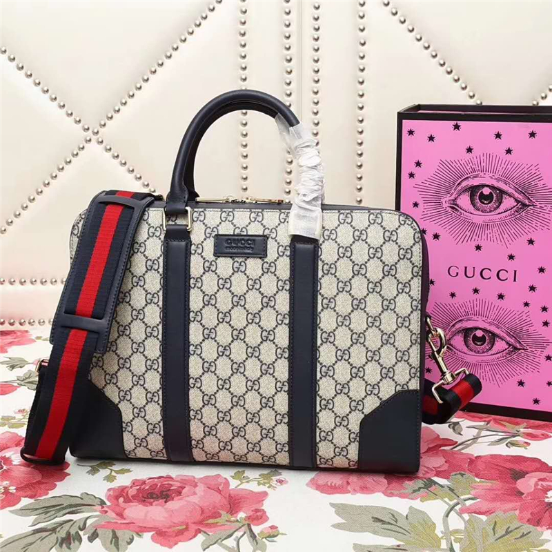 474135 GUCCI GG Supreme高级人造帆布 Gucci男包 Gucci公文包 灰白色