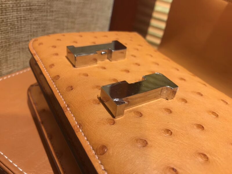 爱马仕 Constance 18cm 太妃金 南非进口鸵鸟 KK级别 顶级全手工 金扣 - Image 2