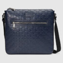 406408 GUCCI Gucci Signature真皮 前襟拉链 中号扁平 邮差包 蓝色