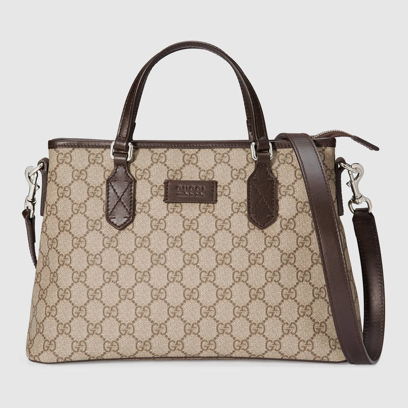 429019 GUCCI GG Supreme高级人造帆布 小号 购物袋 乌木色