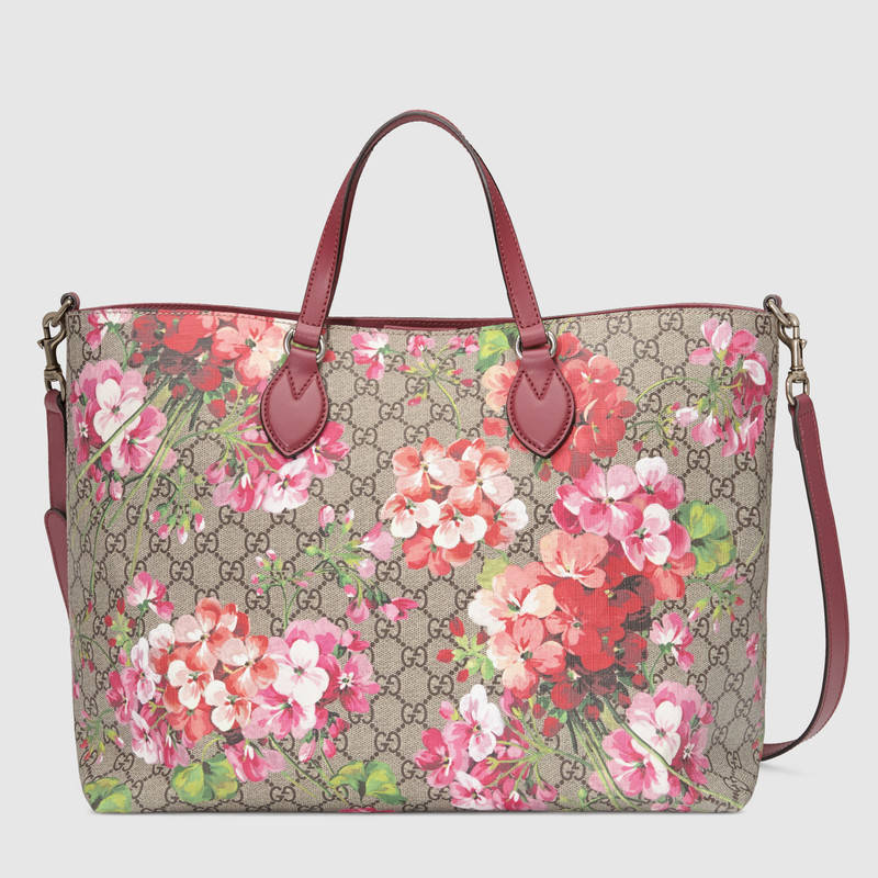 453705 GUCCI GG Blooms印花 柔软质地 购物袋 横款