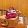 爱马仕 Mini Kelly 19cm 二代 一级美洲鳄鱼皮 J5天方夜谭紫 高定工序版本 全手工缝制