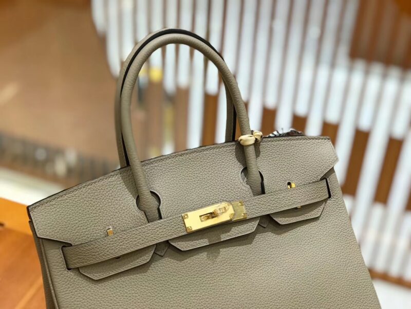 爱马仕 Birkin 30cm 斑鸠灰 Togo小牛皮 金扣 原版蜜蜡线 顶级手工缝制 - Image 4