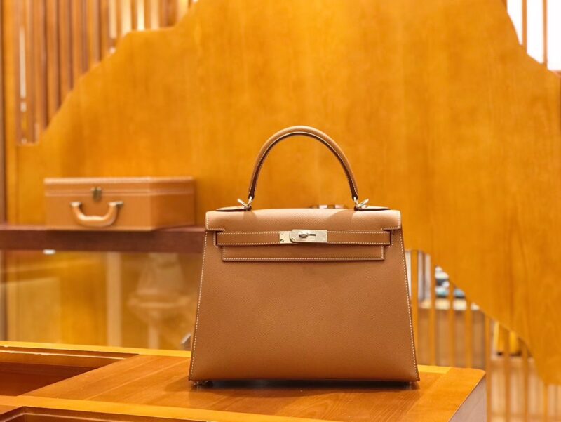 爱马仕 Kelly 28cm 金棕色 银扣 掌纹牛皮 全手工缝制 现货