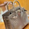 爱马仕 Birkin 25cm 尼罗鳄鱼皮 斑鸠灰 银扣 全手工缝制