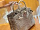 爱马仕 Birkin 25cm 尼罗鳄鱼皮 斑鸠灰 银扣 全手工缝制