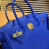 爱马仕 Birkin铂金包 琉璃蓝 德国进口小牛皮 顶级品质全手工缝制 金扣 30cm
