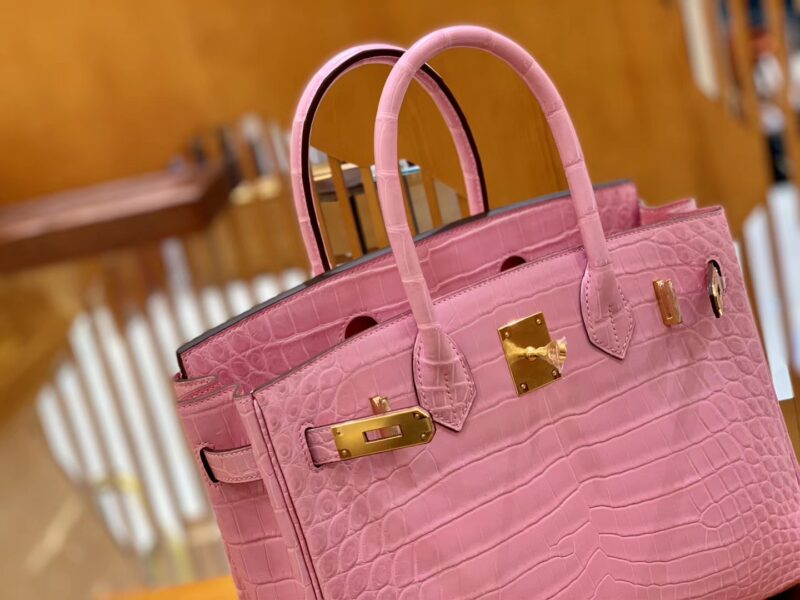 爱马仕 Birkin 30cm 樱花粉 金扣 尼罗 两点 鳄鱼皮 - Image 3
