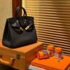 爱马仕 Birkin 铂金包 经典黑 鳄鱼皮拼德国togo牛皮 全手工缝制 金扣 25cm