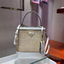 1BA212 Prada Panier 纤维编织 Prada手工编织 普拉达手提袋 白色
