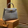 爱马仕 Kelly 28cm 斑鸠灰 一级尼罗鳄鱼皮 顶级手缝工艺 金扣