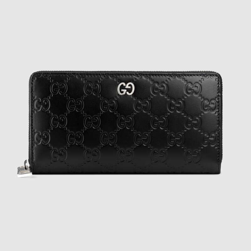 473928 Gucci Signature皮革全拉链式钱包 Gucci拉链钱夹 黑色