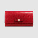 388679 Gucci Signature系列 热压皮革 蝴蝶结 长款皮夹 红色