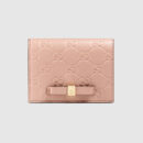 406924 Gucci Signature系列 热压皮革 蝴蝶结 卡片夹 浅粉色