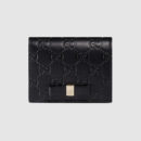 406924 Gucci Signature系列 热压皮革 蝴蝶结 卡片夹 黑色