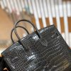 爱马仕 Birkin 铂金包 石墨灰 进口一级湾鳄鳄鱼皮 蜡线 全手工缝制 25cm