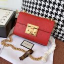 409487 Gucci Padlock系列 Signature 真皮 链条肩背包 红色