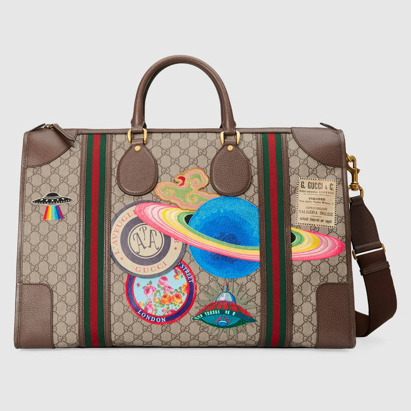 459291 Gucci Courrier 系列 高级柔软人造帆布 行李包 乌木色
